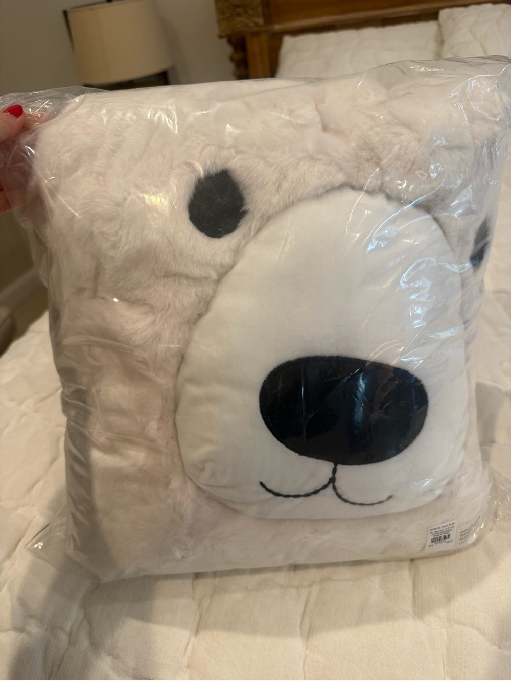 Pottery Barn Kids Plush Polar Bear Face bean bag cover only - White and Black